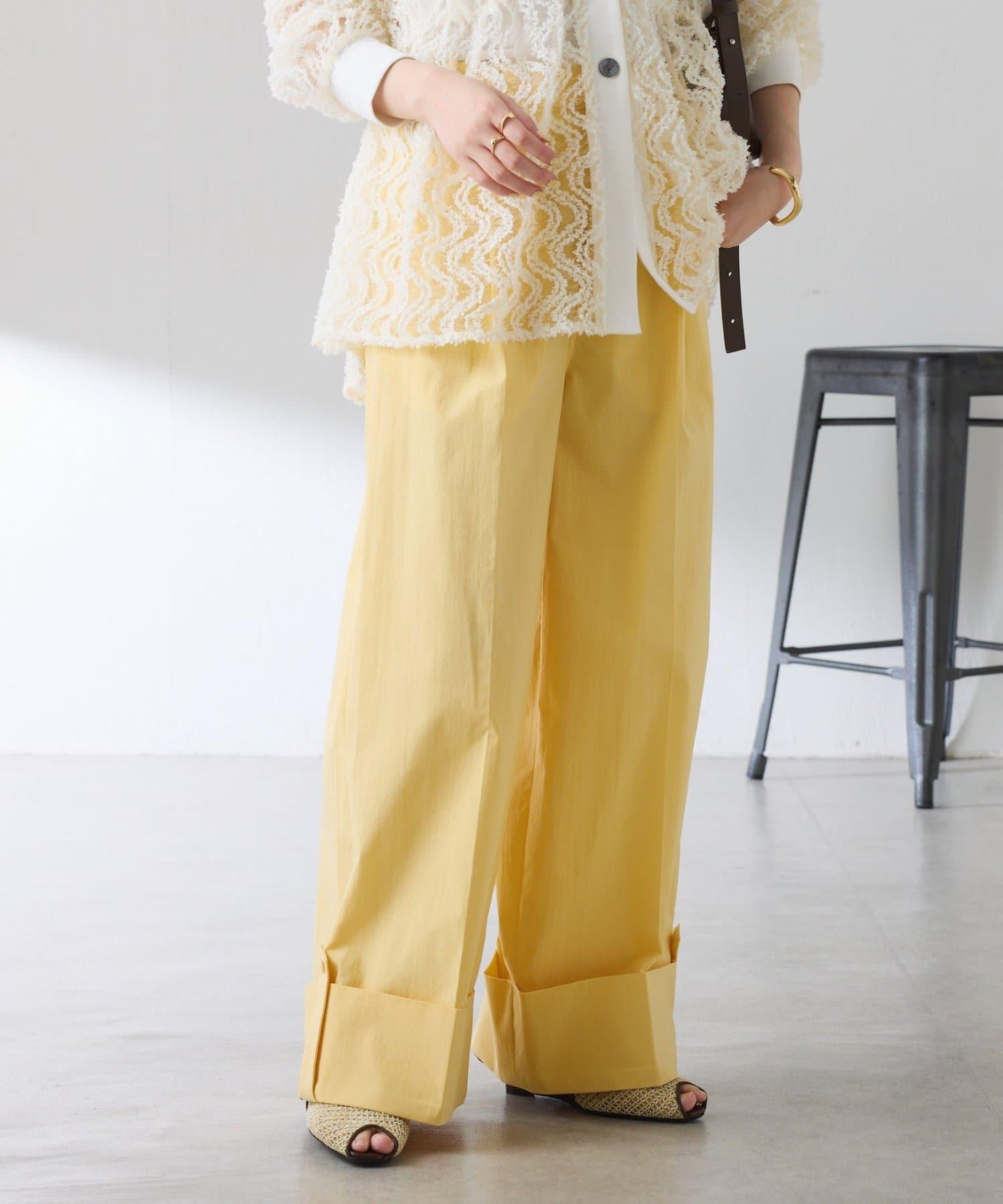 卷邊闊腿褲