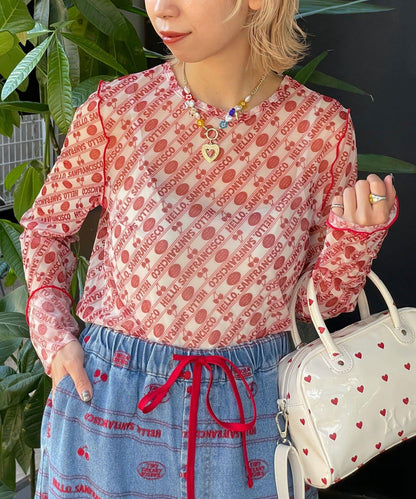 HELLO.SANFRANCISCO 櫻桃圖案 透膚印花 T恤