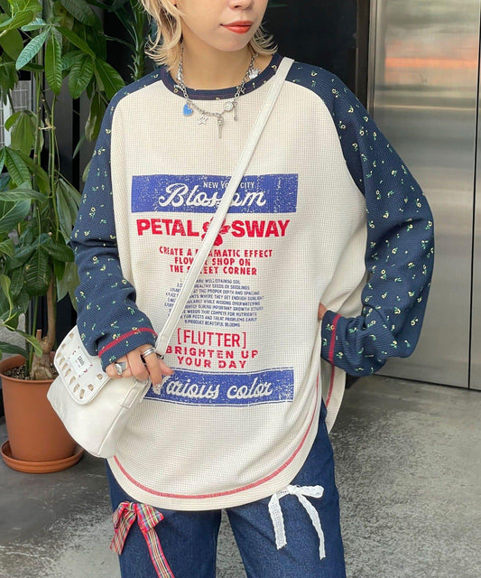 HELLO.SANFRANCISCO/ハローサンフランシスコ 印花華夫格插肩T恤