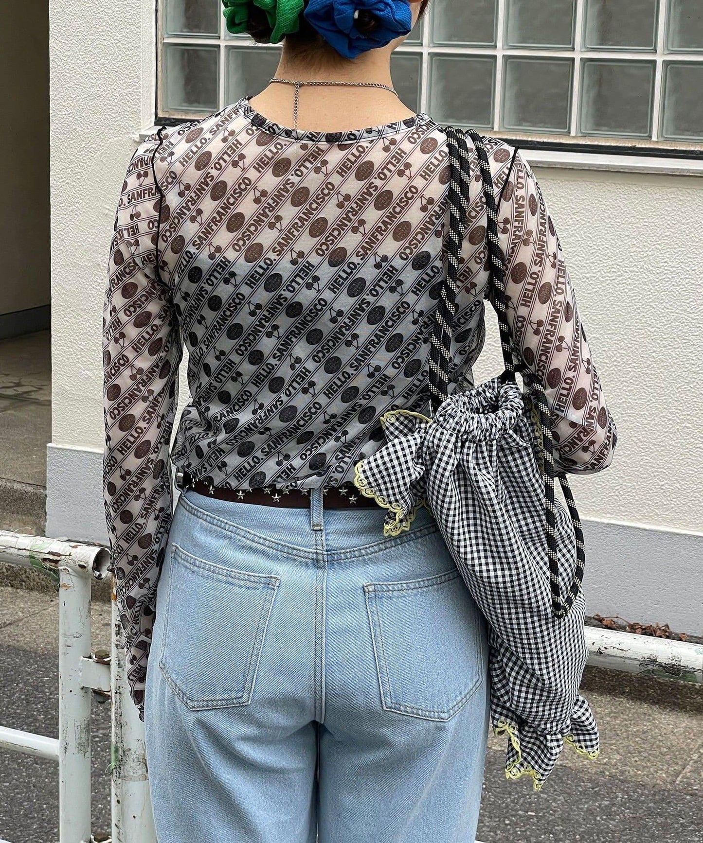 HELLO.SANFRANCISCO 櫻桃圖案 透膚印花 T恤