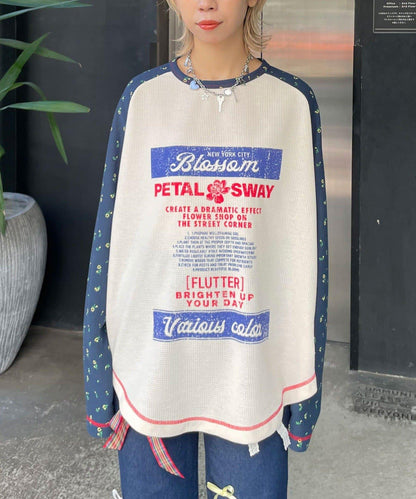 HELLO.SANFRANCISCO/ハローサンフランシスコ 印花華夫格插肩T恤