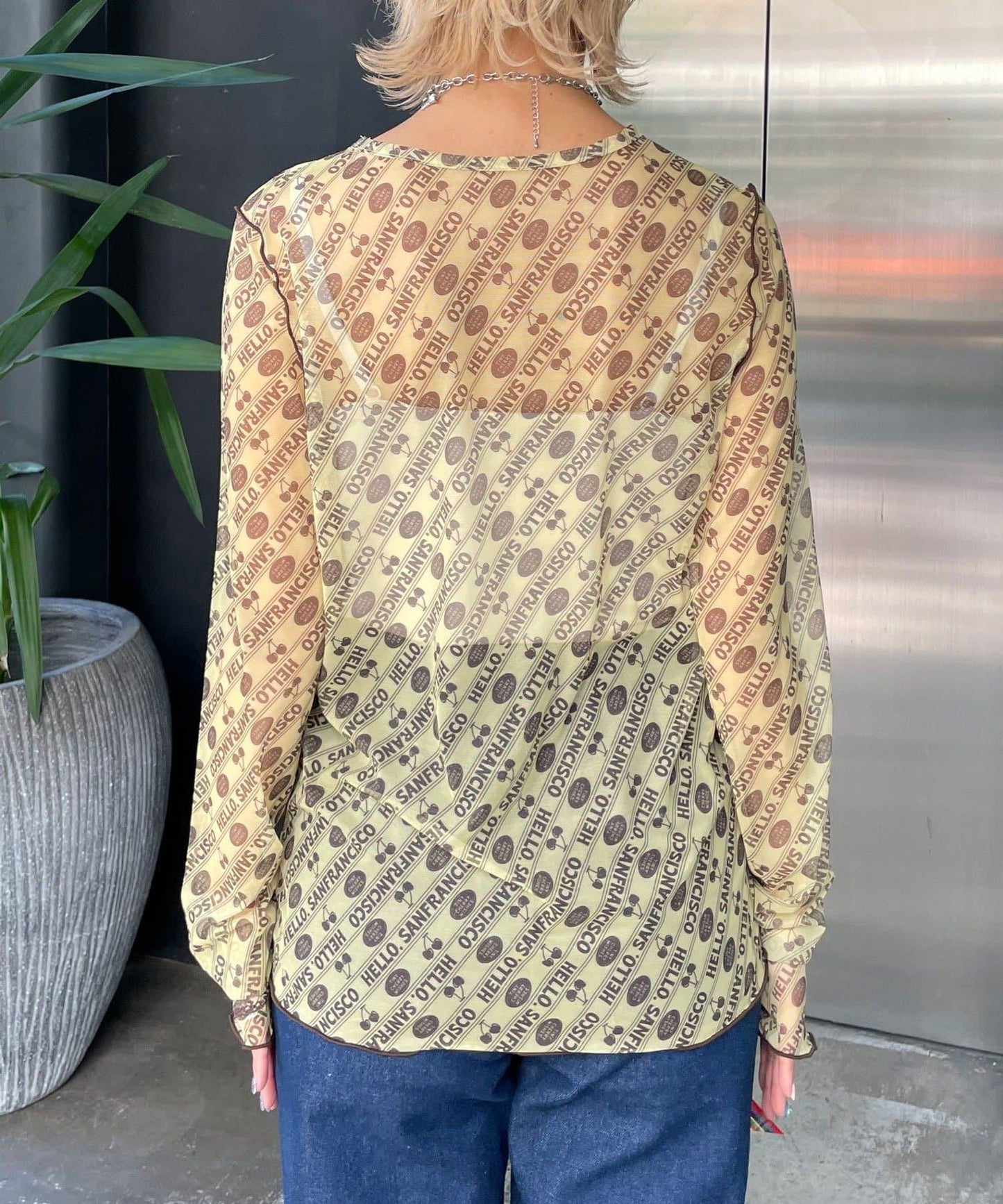 HELLO.SANFRANCISCO 櫻桃圖案 透膚印花 T恤