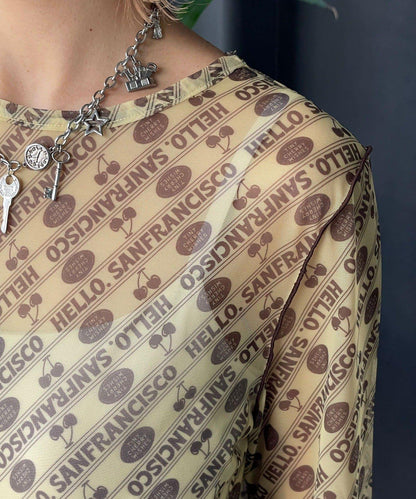 HELLO.SANFRANCISCO 櫻桃圖案 透膚印花 T恤