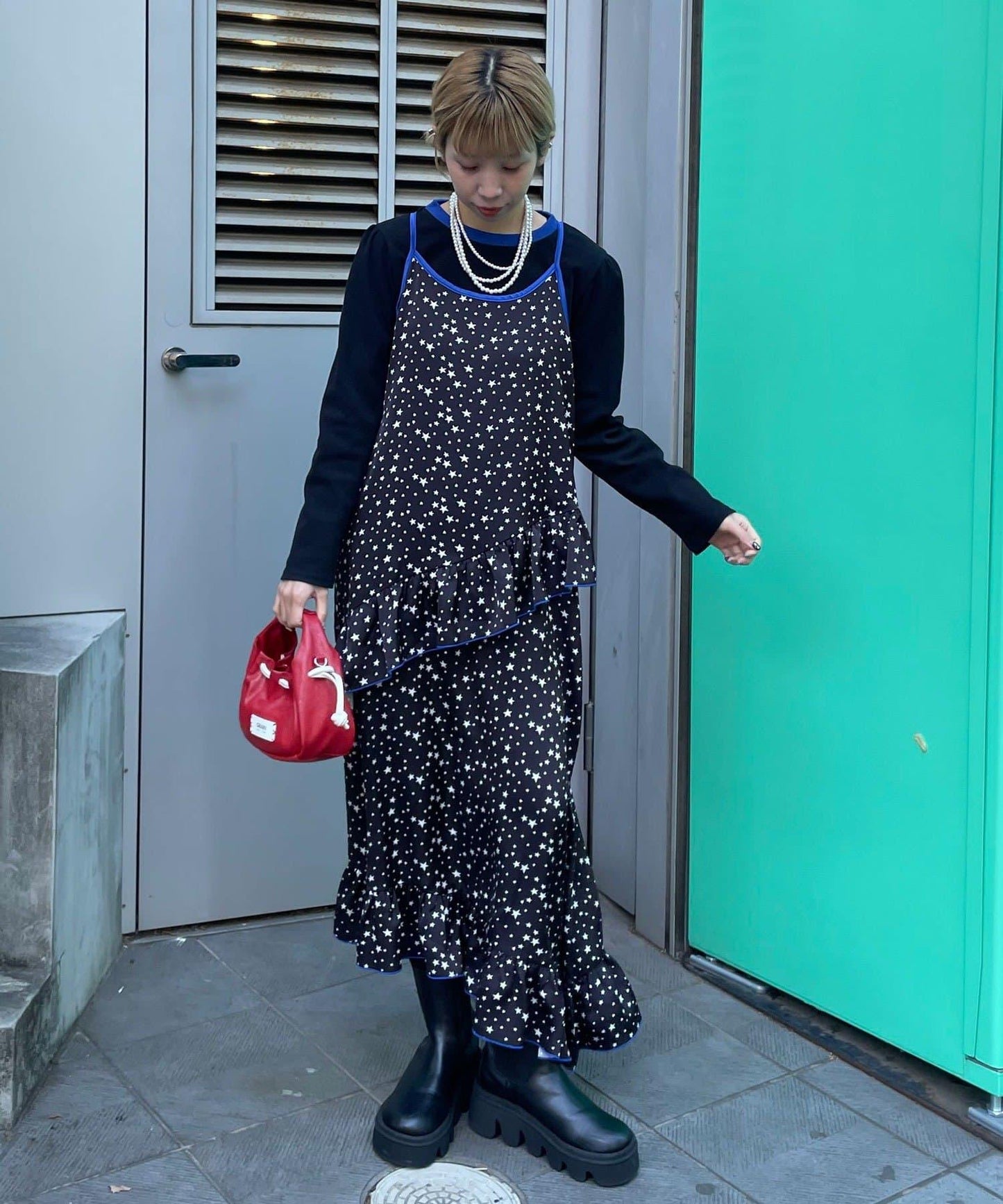 HELLO.SANFRANCISCO 星星圖案吊帶連衣裙附TEE