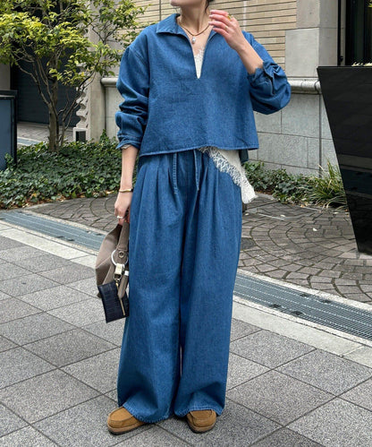 網紅OKOCHI企劃 開領牛仔襯衫