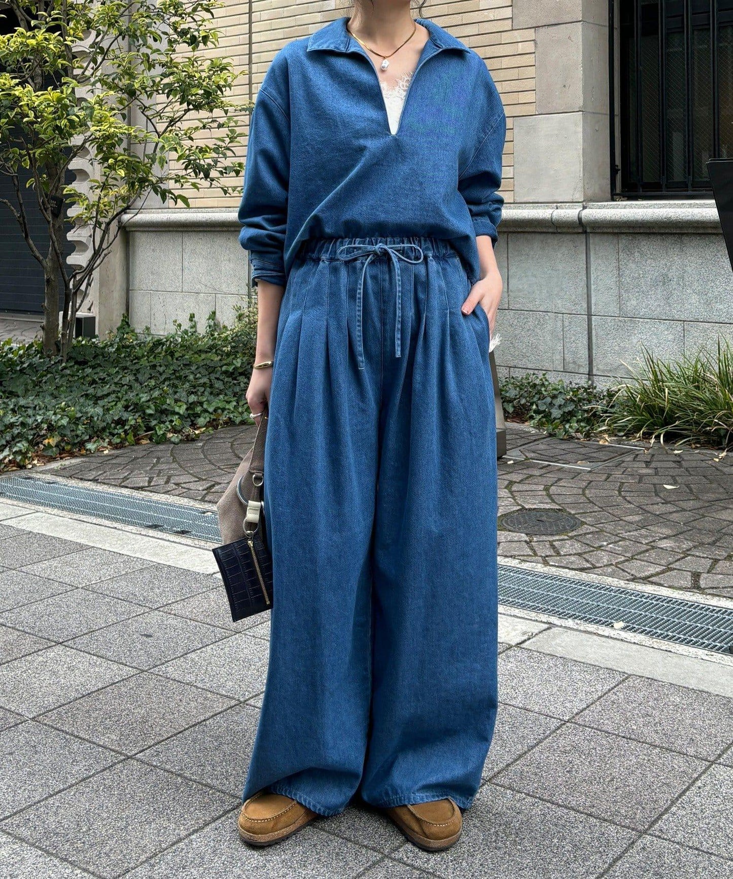 Influencer OKOCHI企劃 打褶牛仔休閒褲