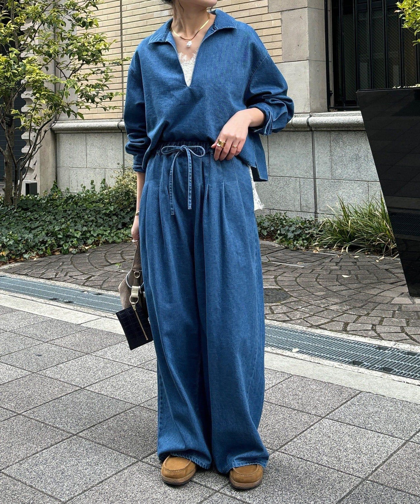 Influencer OKOCHI企劃 打褶牛仔休閒褲