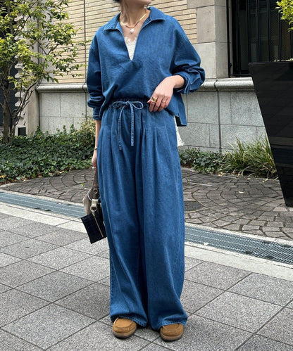 Influencer OKOCHI企劃 打褶牛仔休閒褲