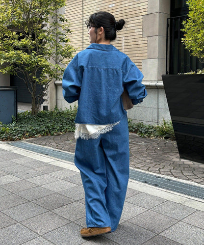 網紅OKOCHI企劃 開領牛仔襯衫