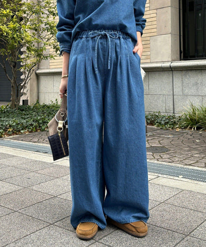 Influencer OKOCHI企劃 打褶牛仔休閒褲