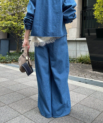 Influencer OKOCHI企劃 打褶牛仔休閒褲