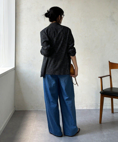 Influencer OKOCHI企劃 打褶牛仔休閒褲