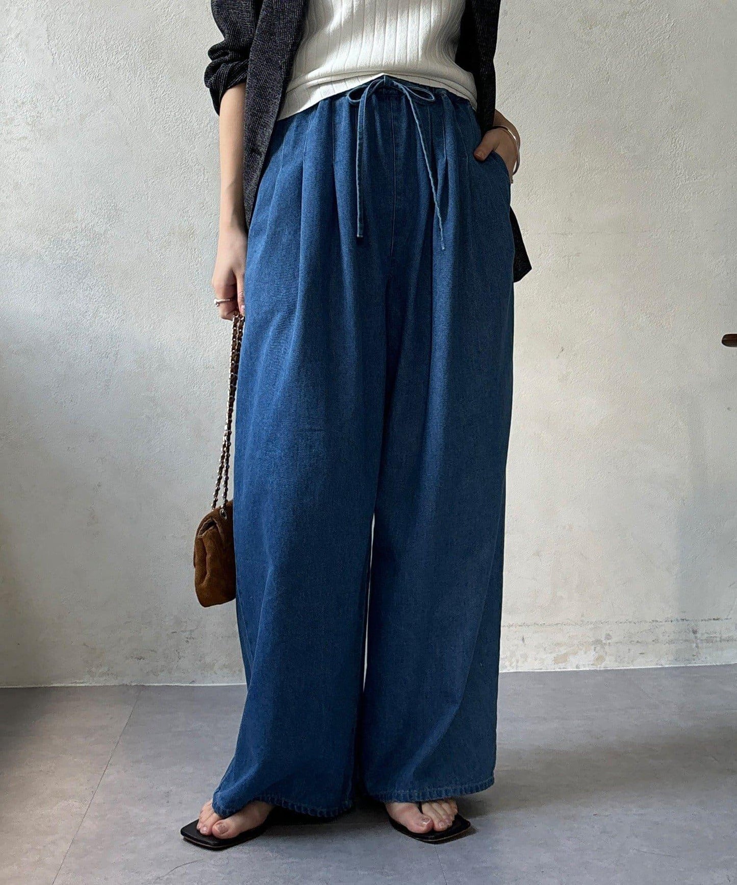 Influencer OKOCHI企劃 打褶牛仔休閒褲