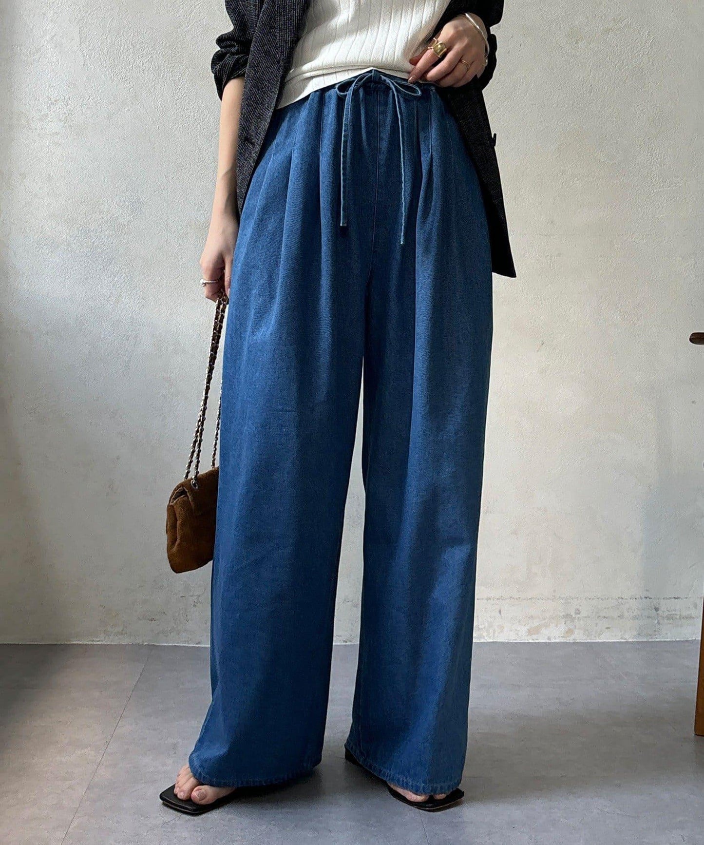 Influencer OKOCHI企劃 打褶牛仔休閒褲