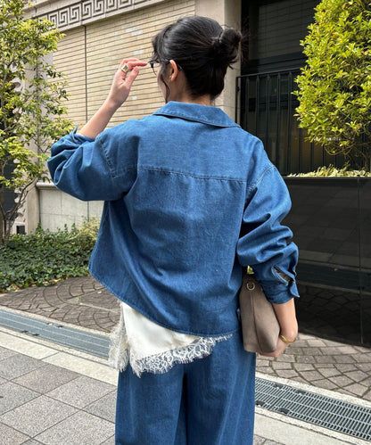 網紅OKOCHI企劃 開領牛仔襯衫