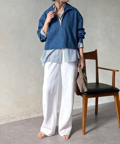 網紅OKOCHI企劃 開領牛仔襯衫