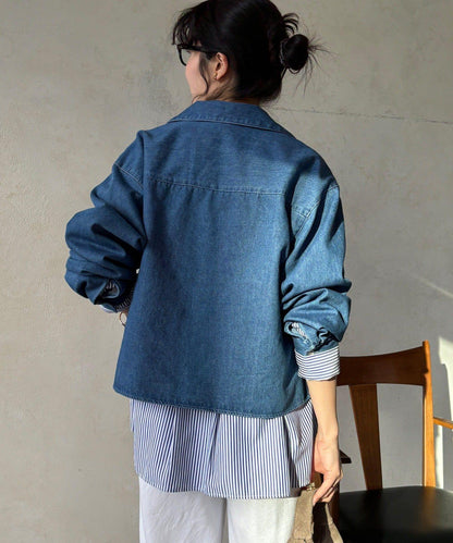 網紅OKOCHI企劃 開領牛仔襯衫