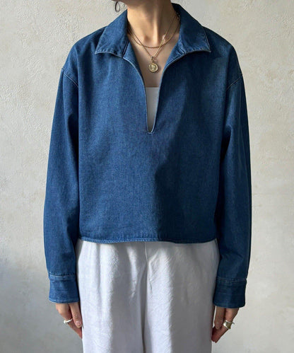 網紅OKOCHI企劃 開領牛仔襯衫