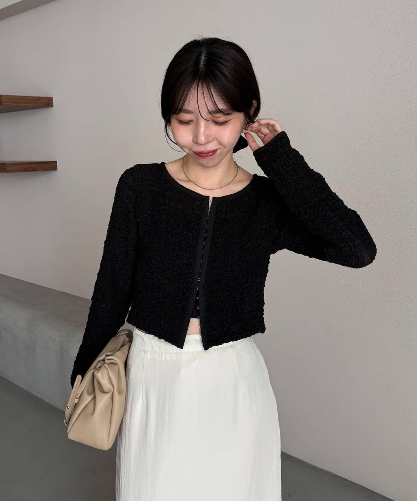 抽褶按扣設計 女式襯衫