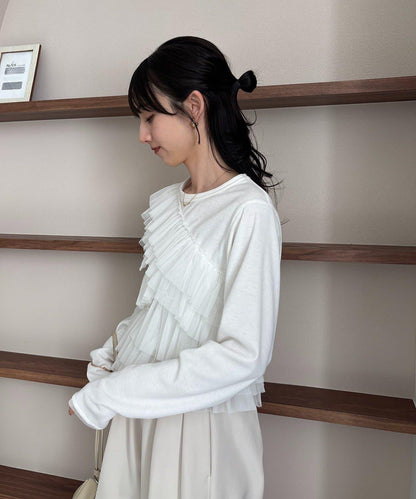 kon企畫 荷葉邊拼接長袖T恤