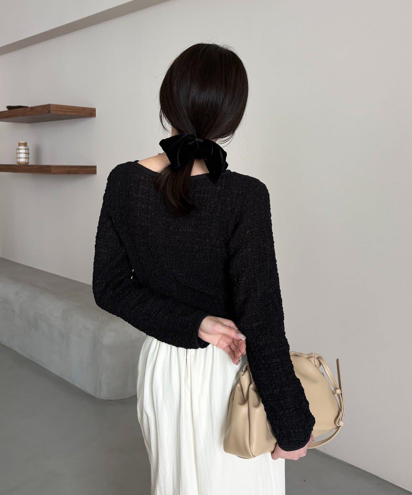 抽褶按扣設計 女式襯衫