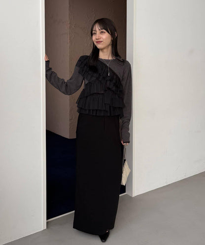 kon企畫 荷葉邊拼接長袖T恤