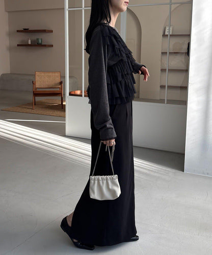 kon企畫 荷葉邊拼接長袖T恤