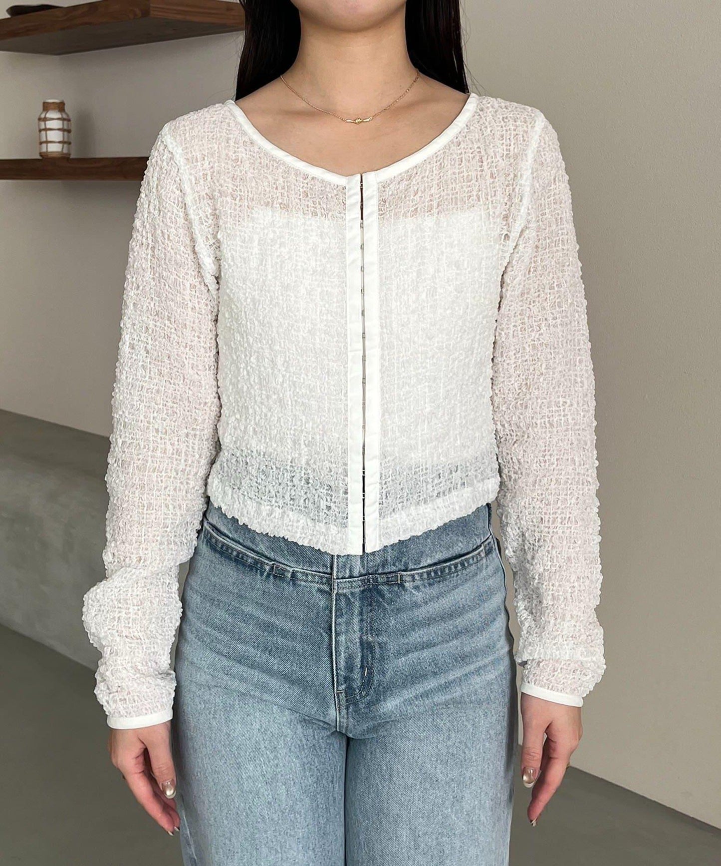 抽褶按扣設計 女式襯衫