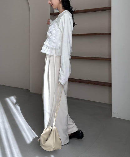 kon企畫 荷葉邊拼接長袖T恤