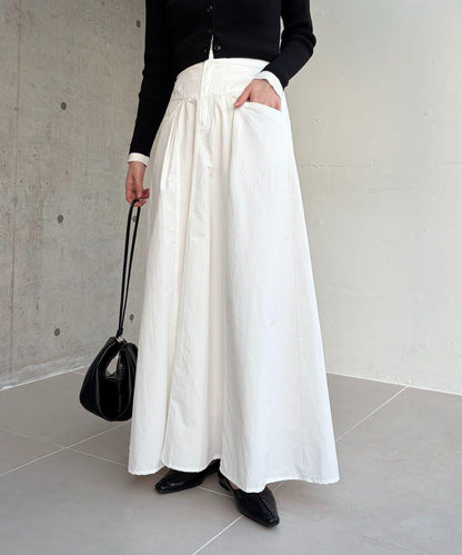 小個子尺碼 傘形 拼接 棉質 半身裙