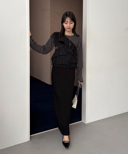 kon企畫 荷葉邊拼接長袖T恤