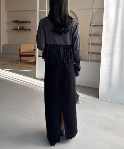 kon企畫 荷葉邊拼接長袖T恤