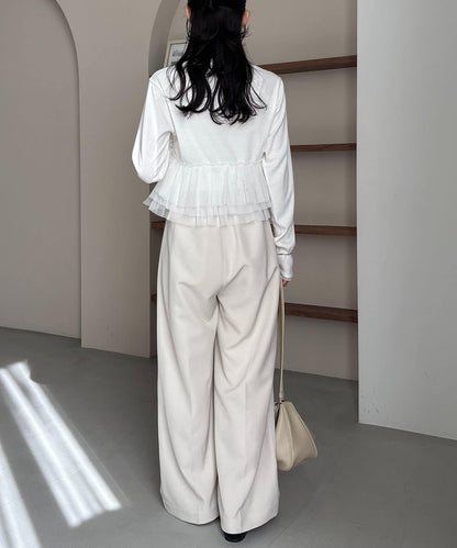 kon企畫 荷葉邊拼接長袖T恤