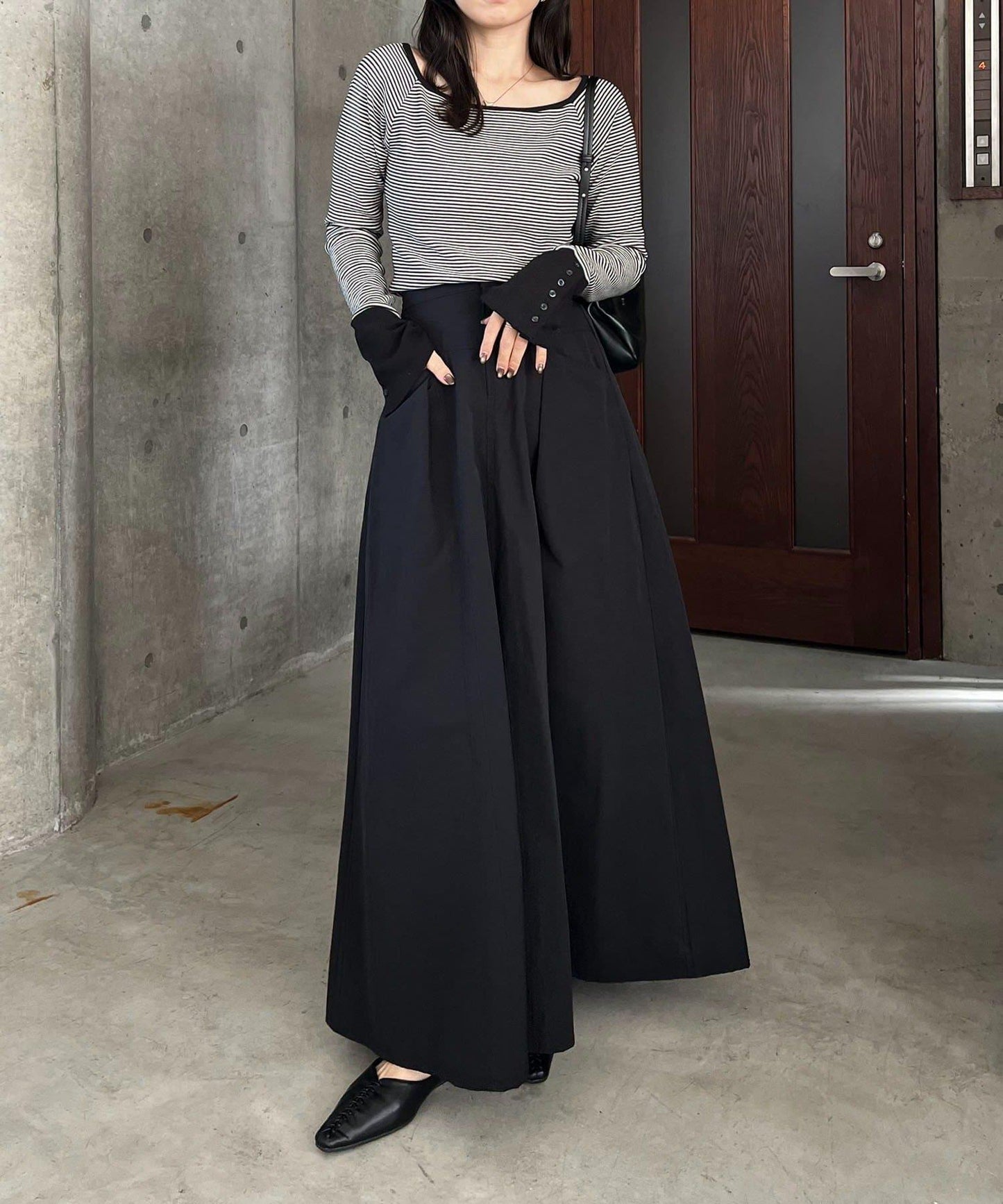 小個子尺碼 傘形 拼接 棉質 半身裙