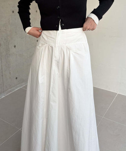 小個子尺碼 傘形 拼接 棉質 半身裙