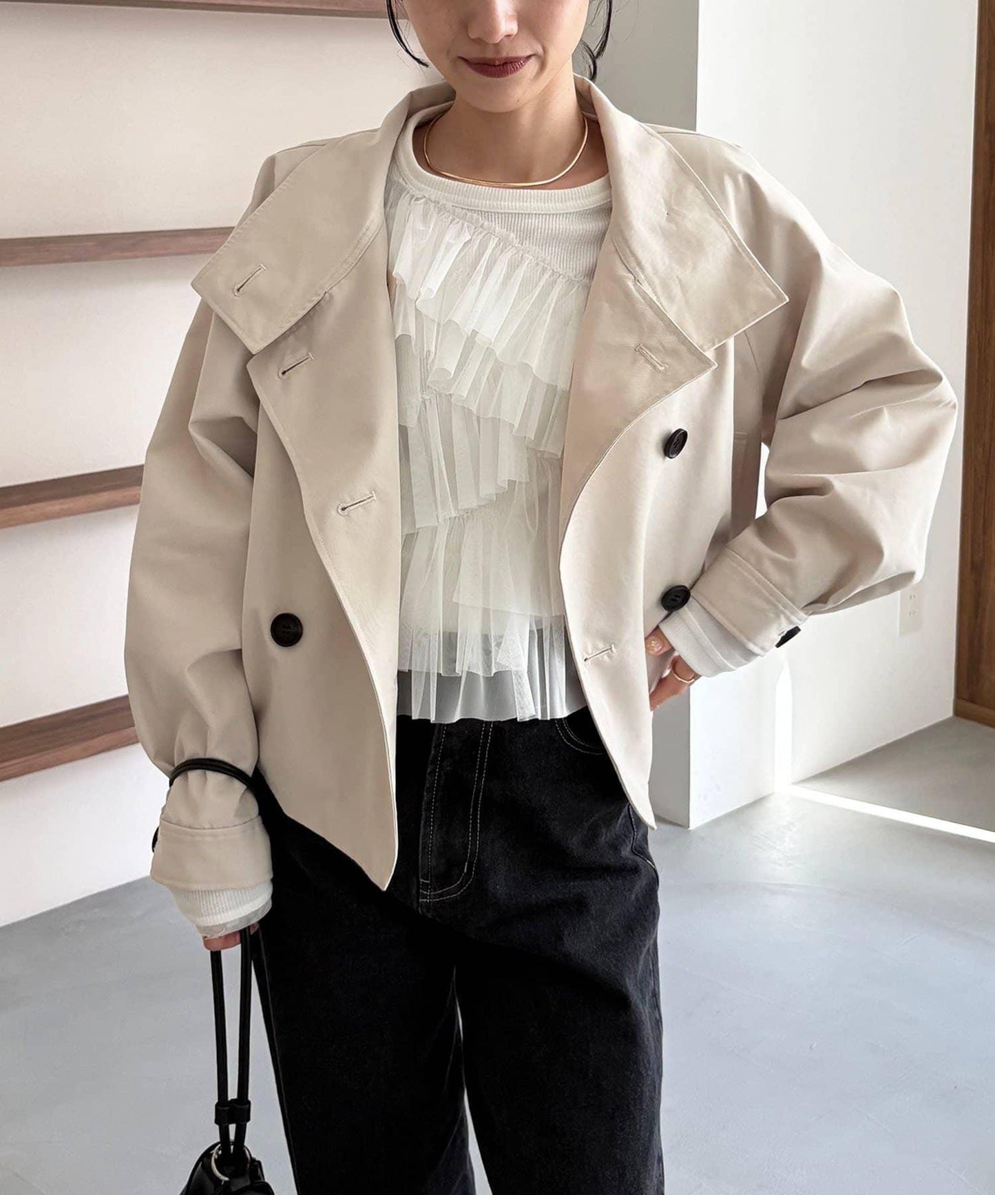 kon企畫 荷葉邊拼接長袖T恤