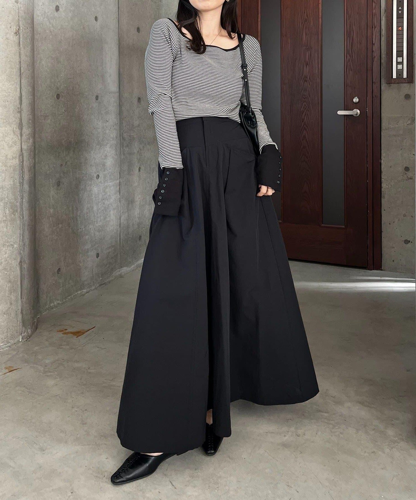 小個子尺碼 傘形 拼接 棉質 半身裙