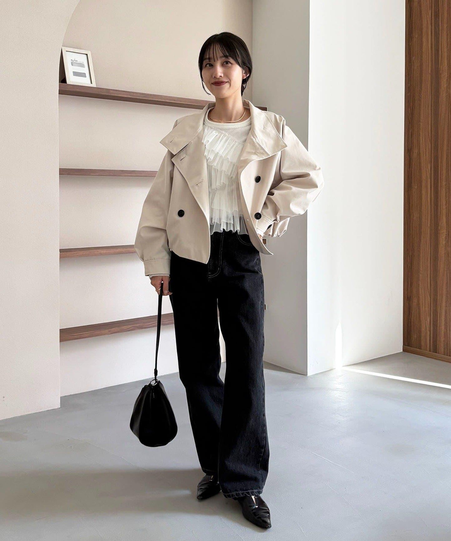 kon企畫 荷葉邊拼接長袖T恤