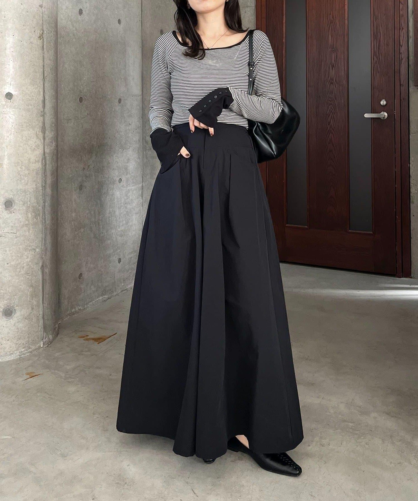 小個子尺碼 傘形 拼接 棉質 半身裙