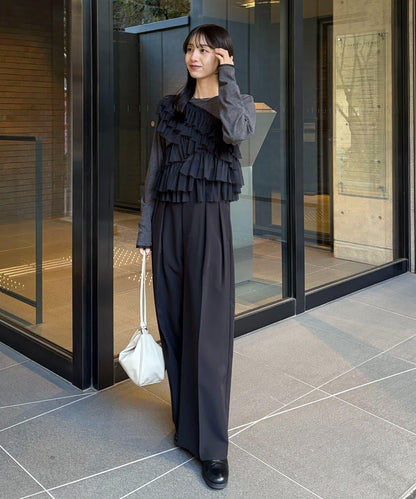 kon企畫 荷葉邊拼接長袖T恤