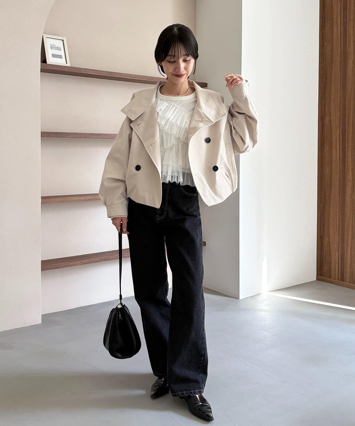 kon企畫 荷葉邊拼接長袖T恤