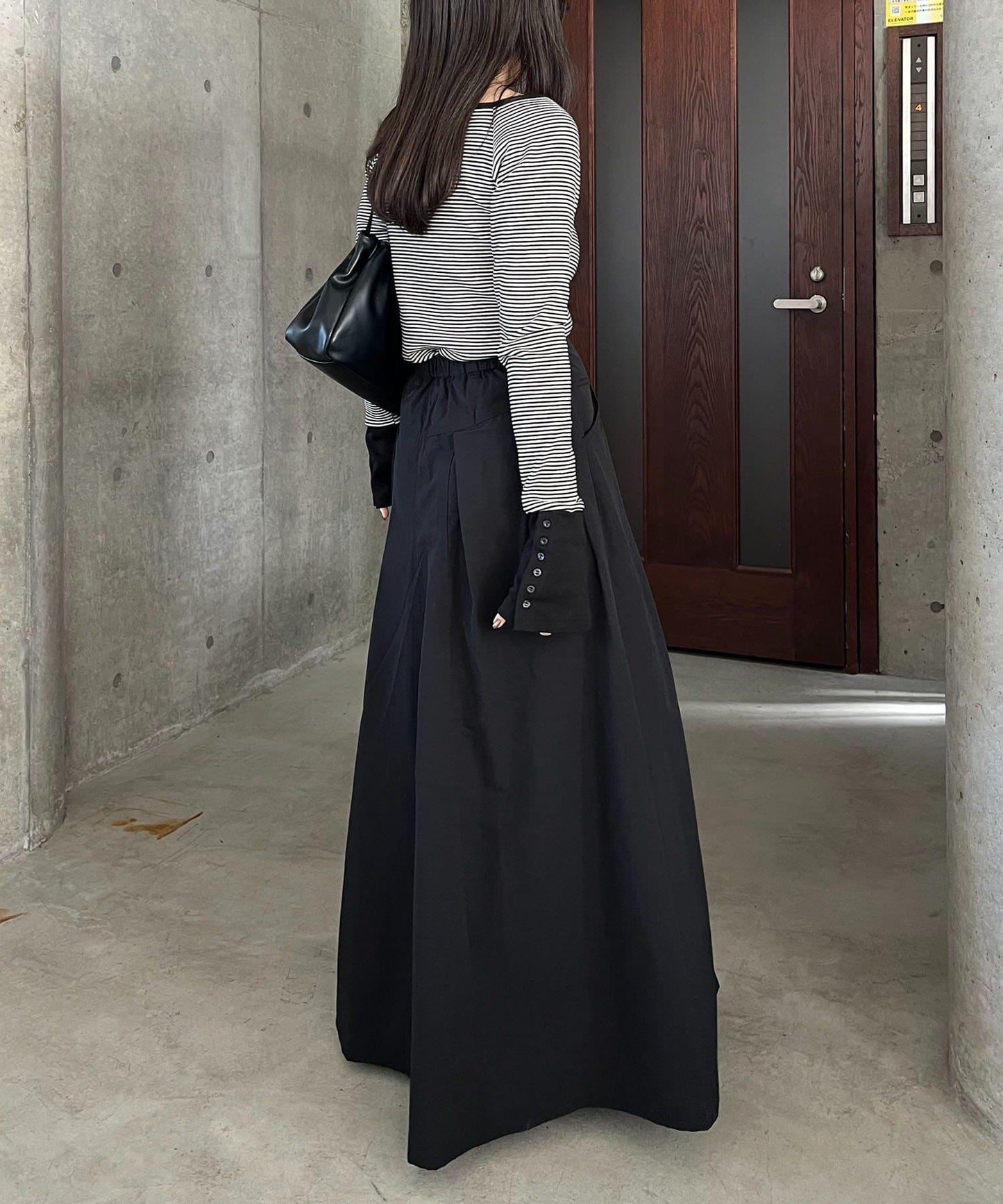 小個子尺碼 傘形 拼接 棉質 半身裙