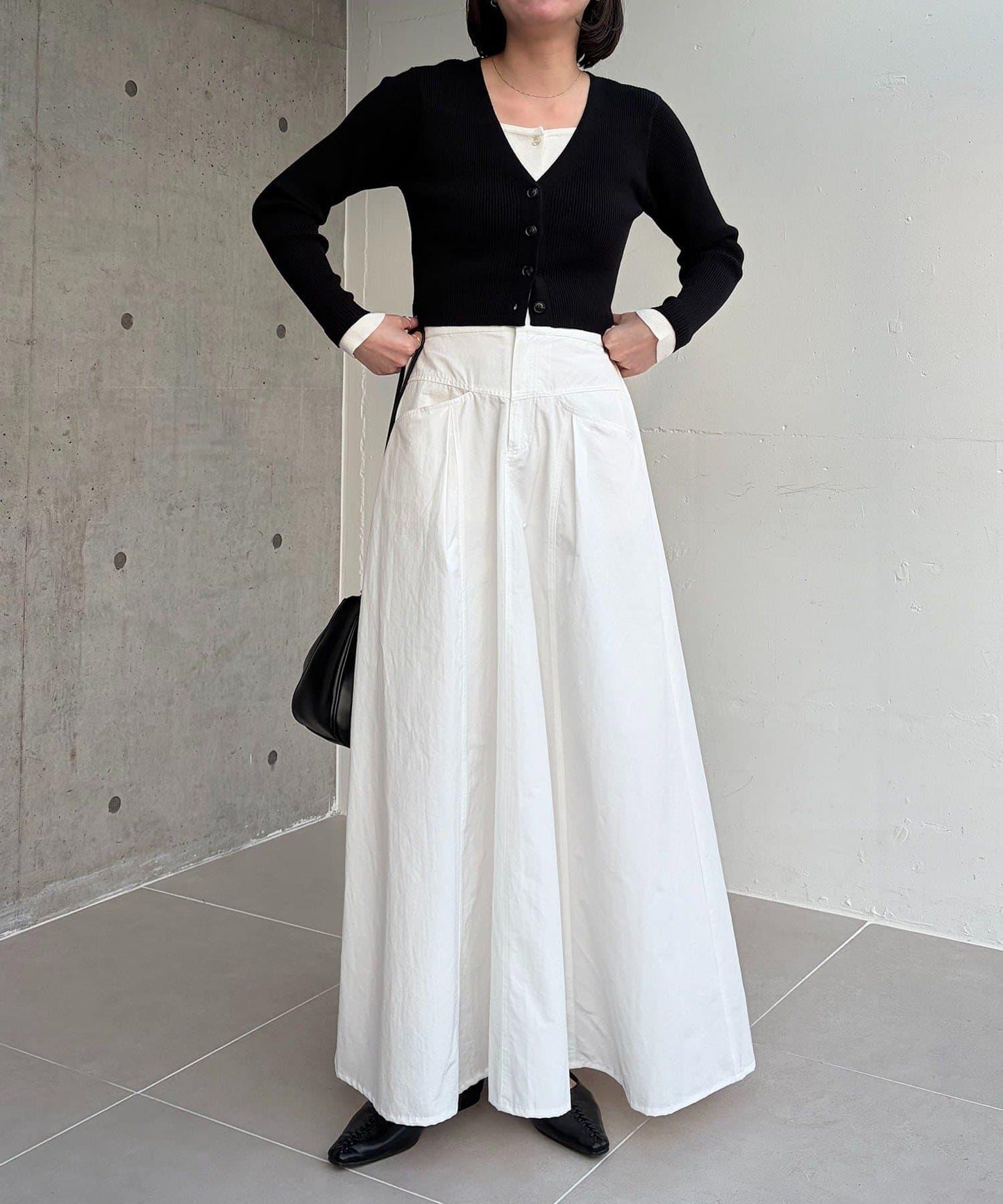 小個子尺碼 傘形 拼接 棉質 半身裙