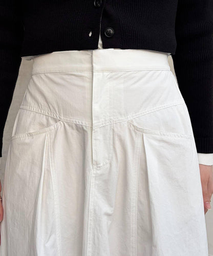 小個子尺碼 傘形 拼接 棉質 半身裙