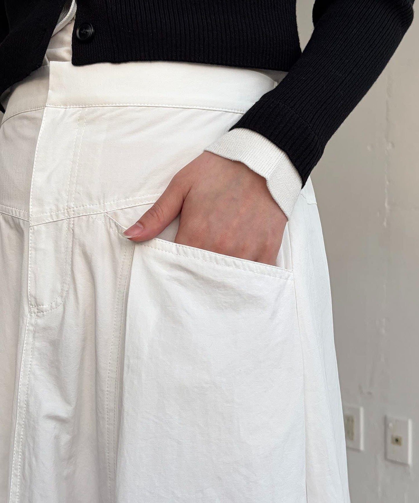 小個子尺碼 傘形 拼接 棉質 半身裙