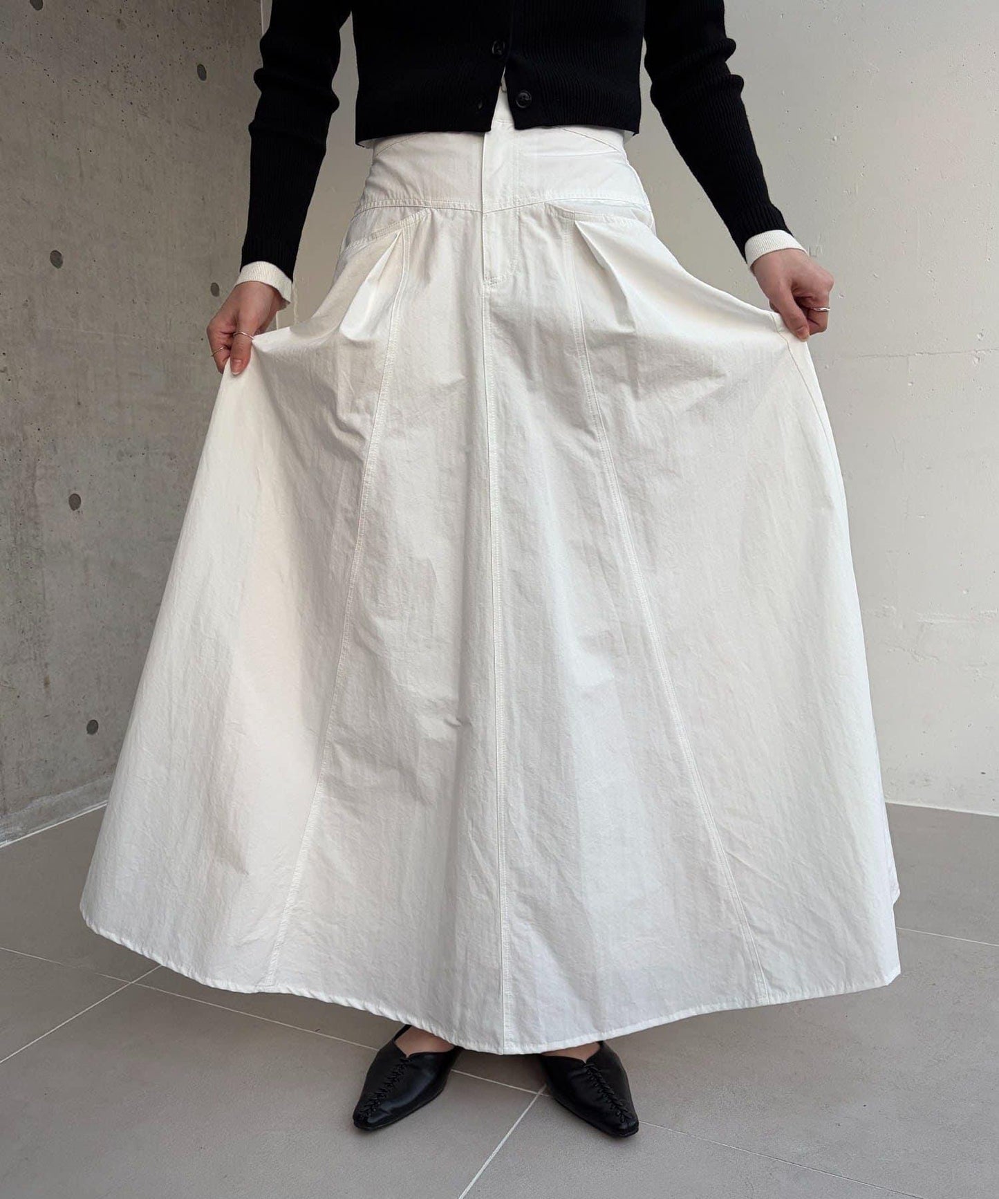 小個子尺碼 傘形 拼接 棉質 半身裙