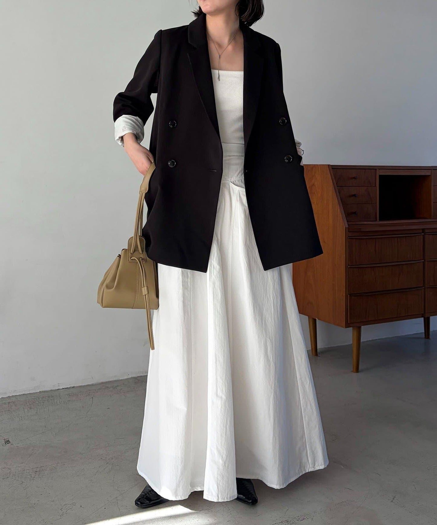 小個子尺碼 傘形 拼接 棉質 半身裙