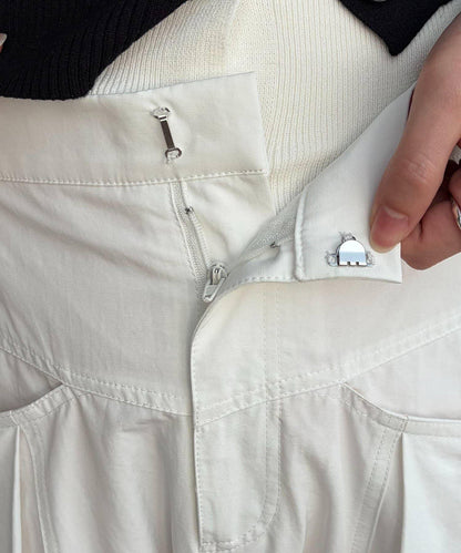 小個子尺碼 傘形 拼接 棉質 半身裙