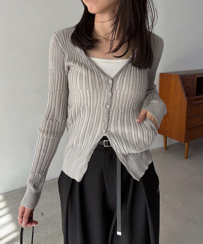 雙色羅紋設計 針織開衫