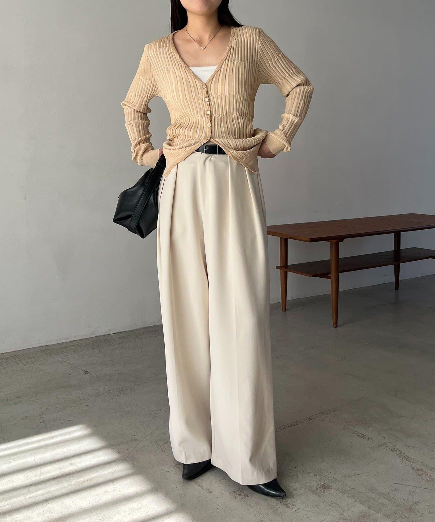 雙色羅紋設計 針織開衫